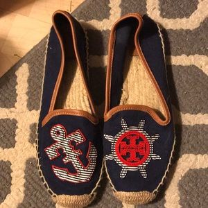 Tory Burch anchor nautical espadrilles size 8